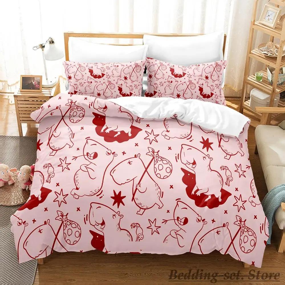 Kawaii Capybaras Bedding Set Single Twin Full Queen King Size Bed Set Aldult Kid Bedroom Duvetcover Sets 3D bed cover set Tool