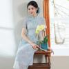 Blue thin mother national style new Chinese style Aodai improved cheongsam new women's high-end dress summer