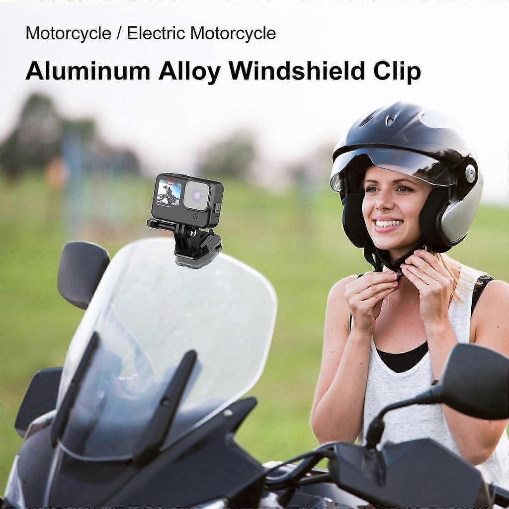PULUZ Motorcycle Windshield Mount for GoPro Hero12, DJI Osmo Action 4, Insta360 X4, Ace Pro & Action Cameras