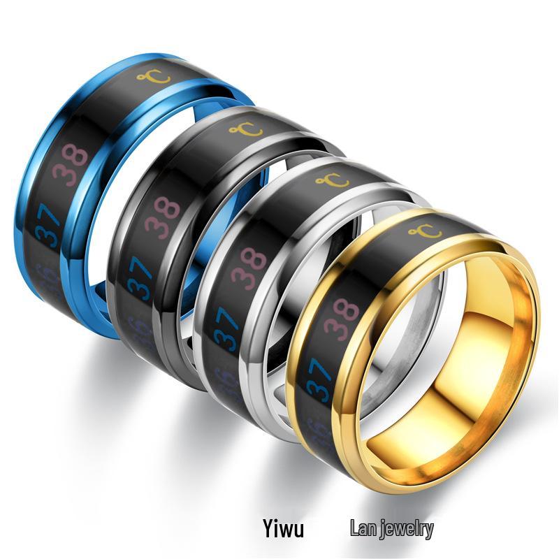 Stainless Steel Smart Temperature-Sensitive Couple Ring with Temperature Display