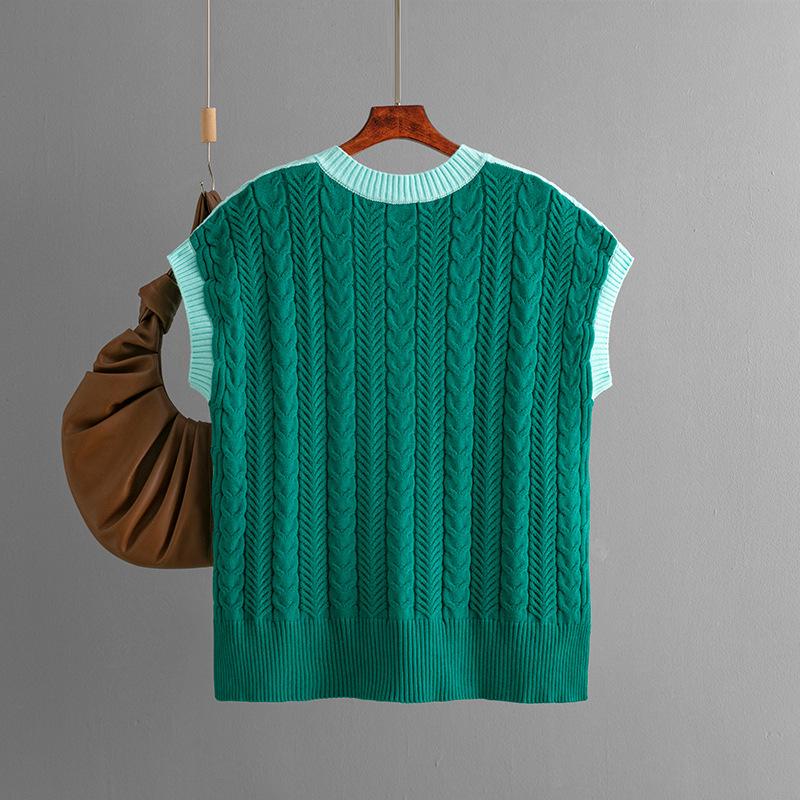 Женский осенне-зимний повседневный свитер без рукавов с V-образным вырезом и бриллиантами