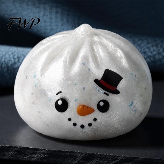 Soft TPR Dumpling Toys Christmas Squeeze Toy with Steamer, Stress Relief Steamed Bun Portable Relievers Toy, Cartoon Snowman Reindeer Elf Theme