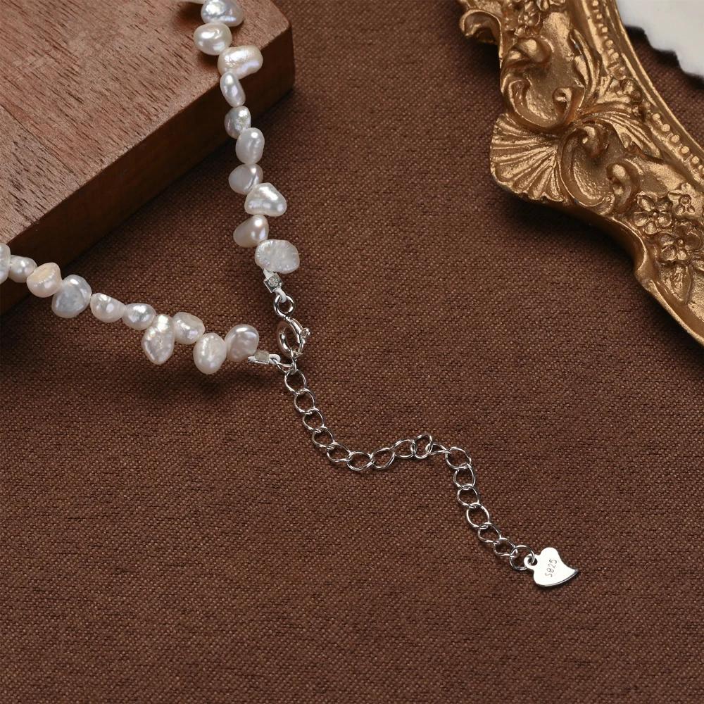Hengsheng 4-5mm Baroque Freshwater Pearl Necklaces Flower Pearl 38+4cm 925 Sterling Silver Collar Necklace for Women 2025 New In