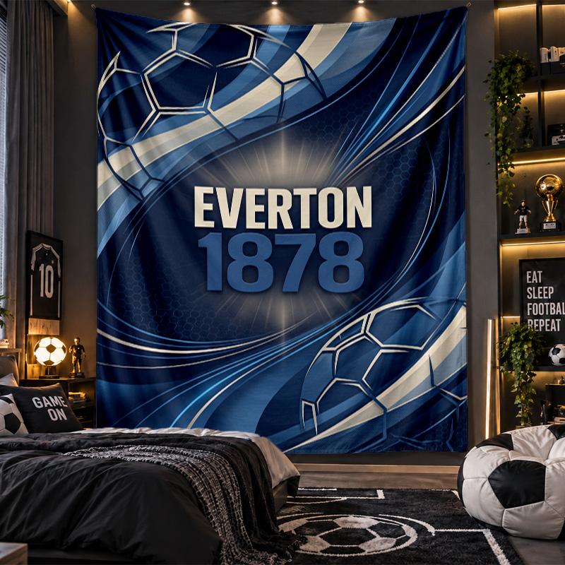 Wall Hanging Tapestry Everton Football Print Cloth for Living Room Bedroom Home Decor