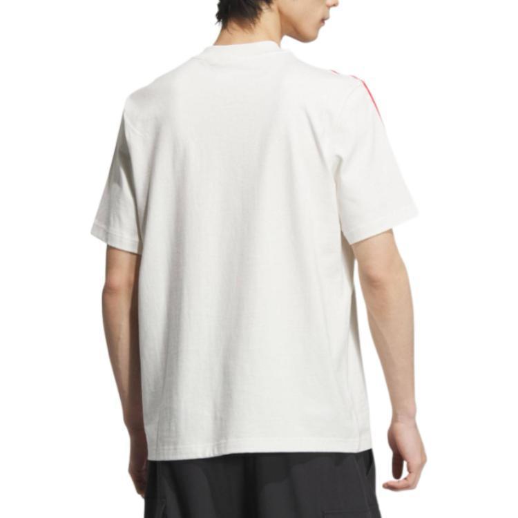 adidas Футболка Originals Graphic с логотипом, полосатым принтом, V-образным вырезом, коротким рукавом, мужская футболка, белая JD3259