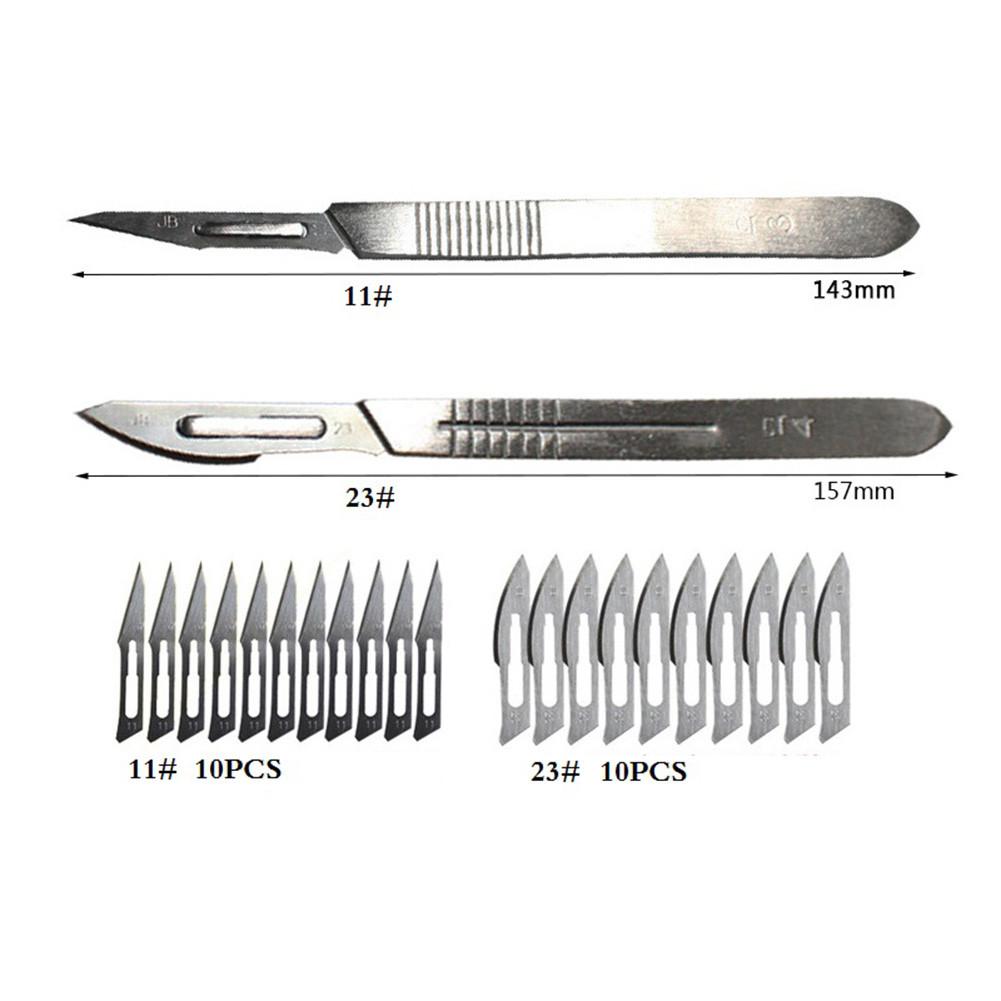 Нержавеющая сталь 1 ручка скальпеля 10 лезвий скальпеля стерильные
