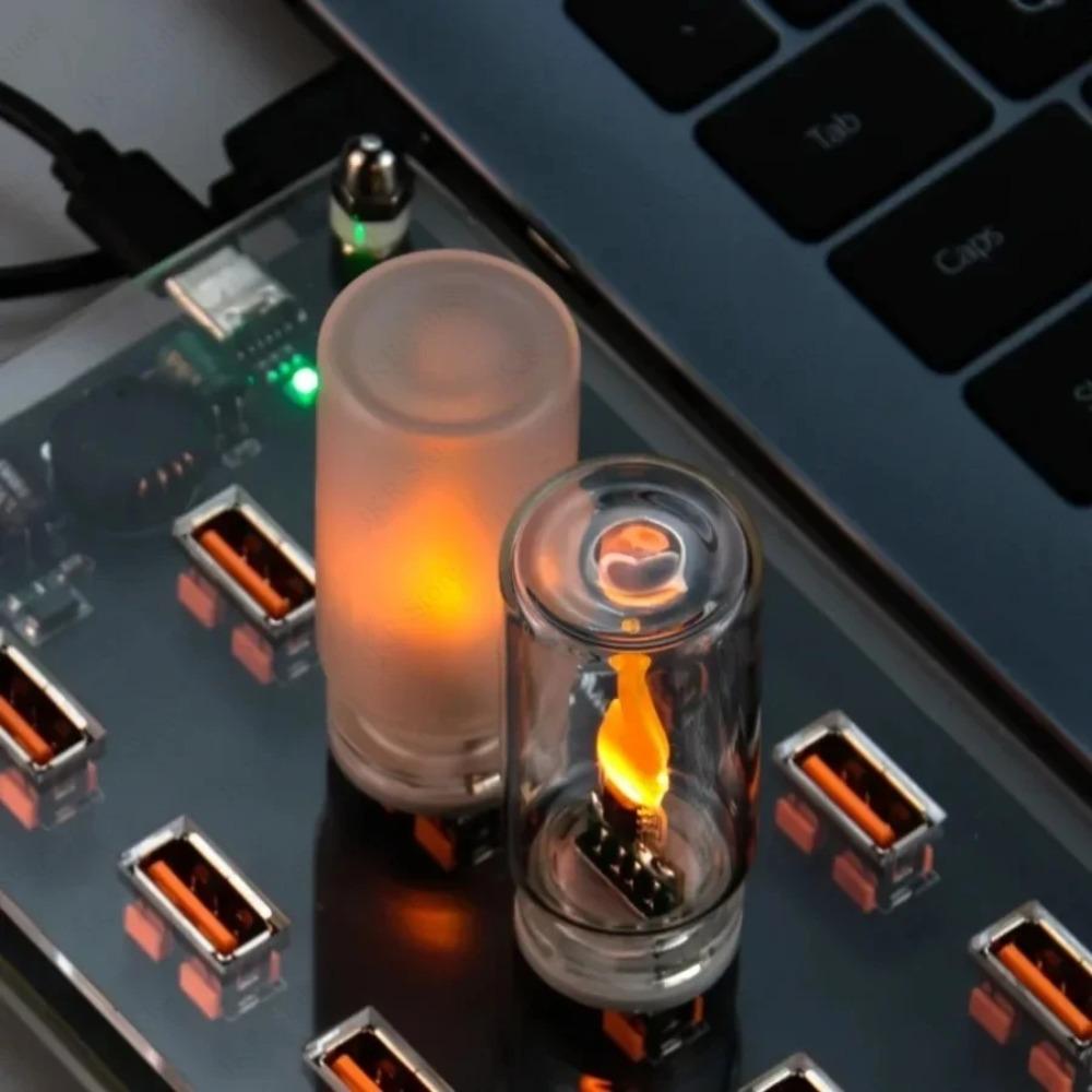 Имитация пламени USB свеча-светильник Мерцающий светодиод Матовое прозрачное стекло Ночник для автомобиля дома комнаты ноутбука Праздничное украшение