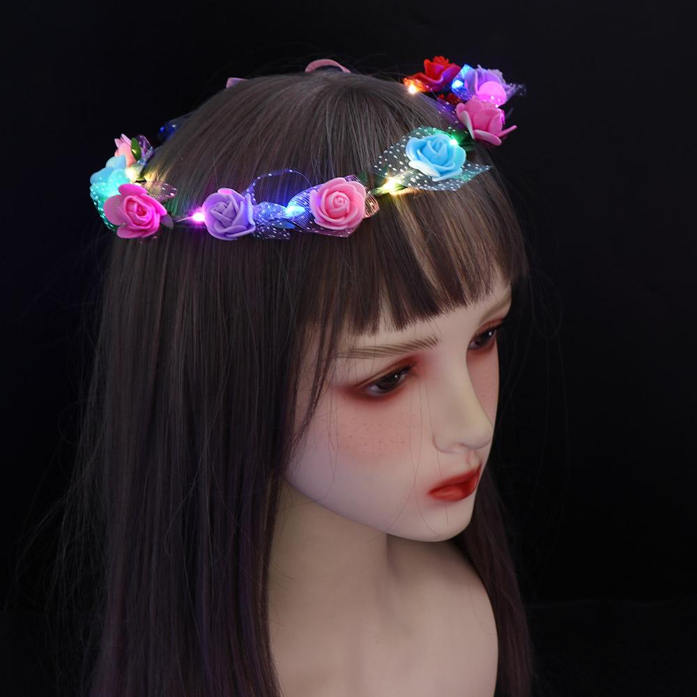 Headwear Foam Party Wreath Decoration Women Headwear LED Light Garland Crown Flower Headband