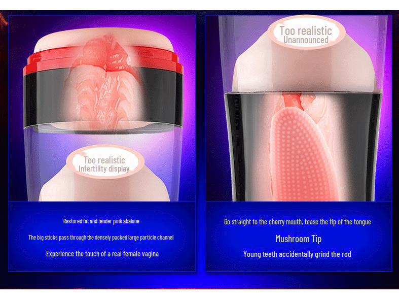 Мужской мастурбатор с подогревом Mi Ji: Игрушка для симуляции орального секса с облизыванием языка, 30 предметов