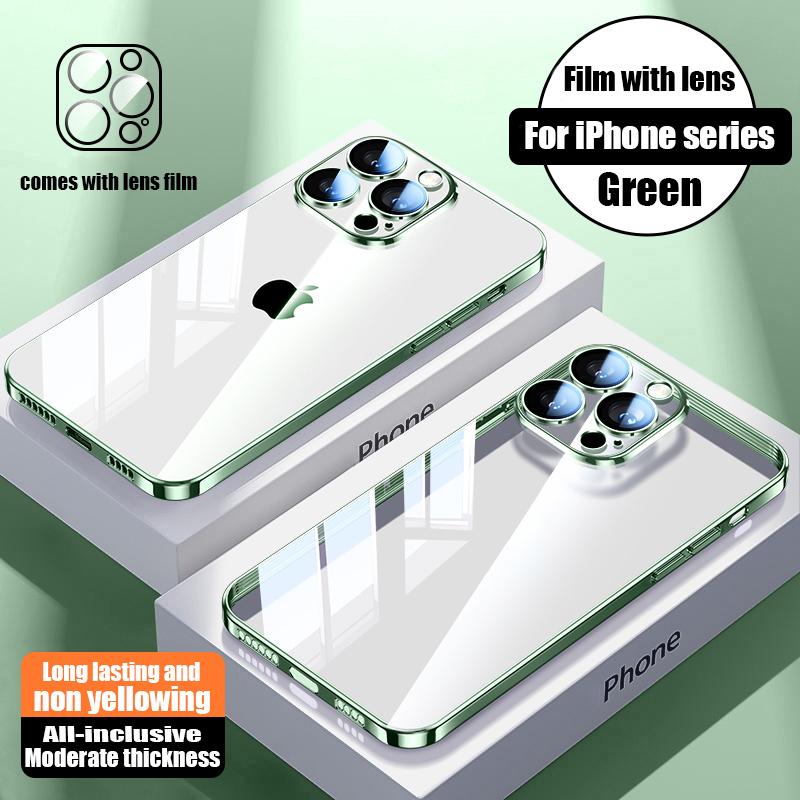 Официальный не желтеющий прозрачный чехол с покрытием для For Iphone 16 15 14 13 12 11 Pro Max Plus Ультратонкая защитная пленка для линз Мягкая крышка