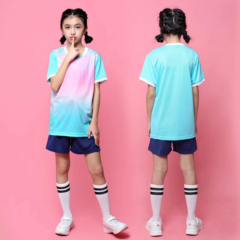 Kids Sports Set 4pcs Short Sleeve T-Shirt Shorts Compression Base Layer Badminton Tennis Volleyball Training Competition