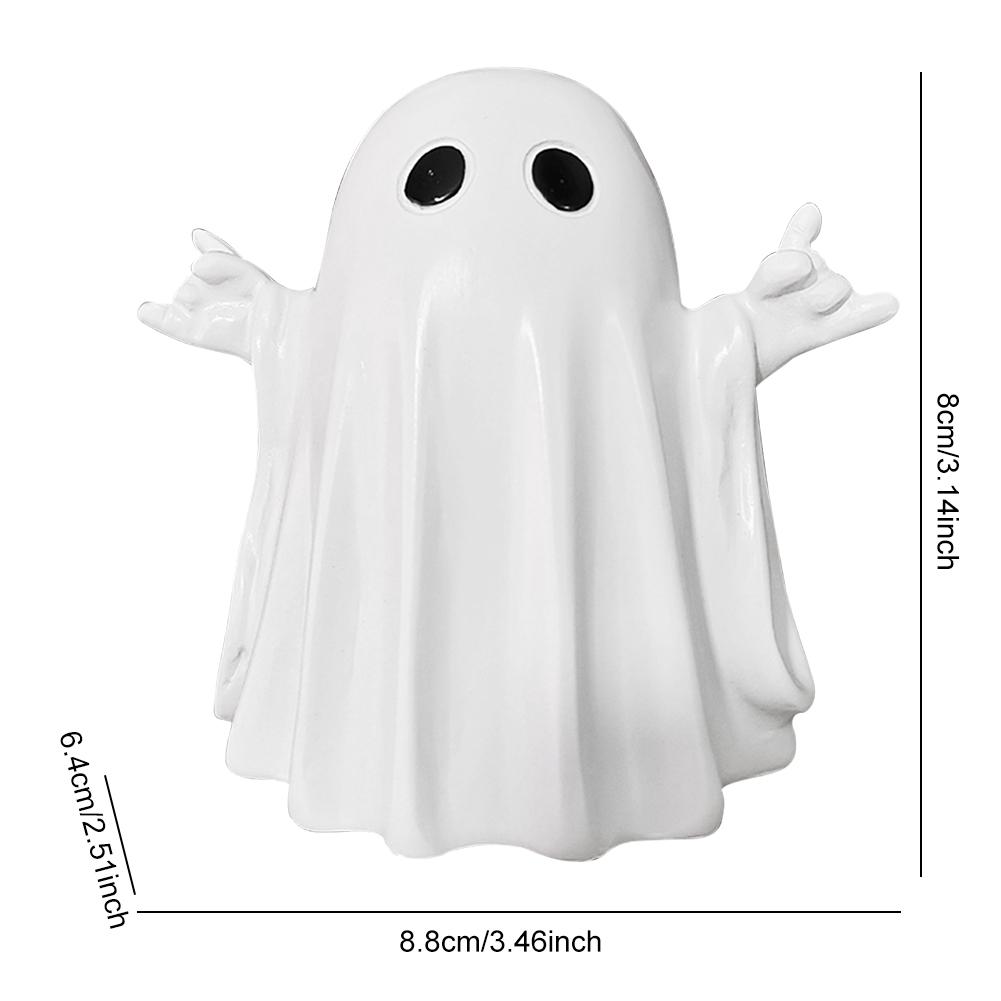 Halloween Spooky Resin Ghost Statue Cute Finger Ghost Ornaments Rock Spooky Resin Statue for Gift Props Tabletop Halloween Decor