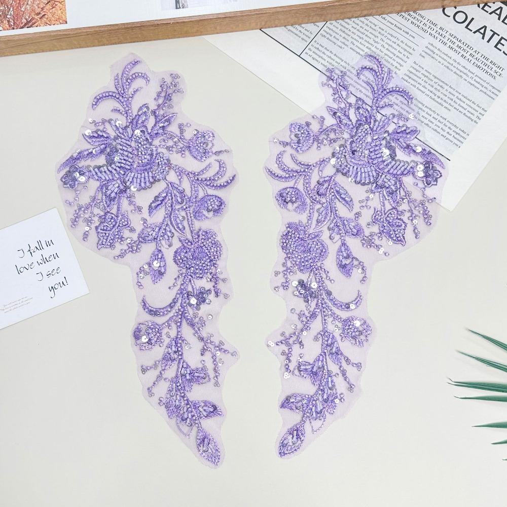 Floral Pattern Embroidery Applique Beaded Sequin Fabric Motif Fashion Cloth Patch Sewing DIY