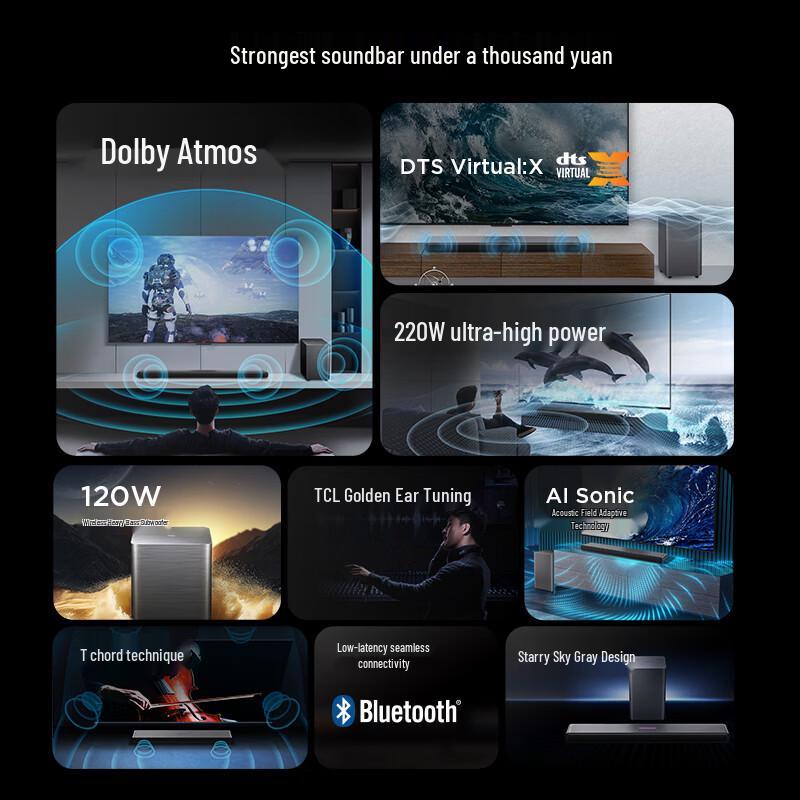 Tcl S S55H Dolby Atmos 2.1 Система саундбара Штепсель CN (адаптер в комплекте)