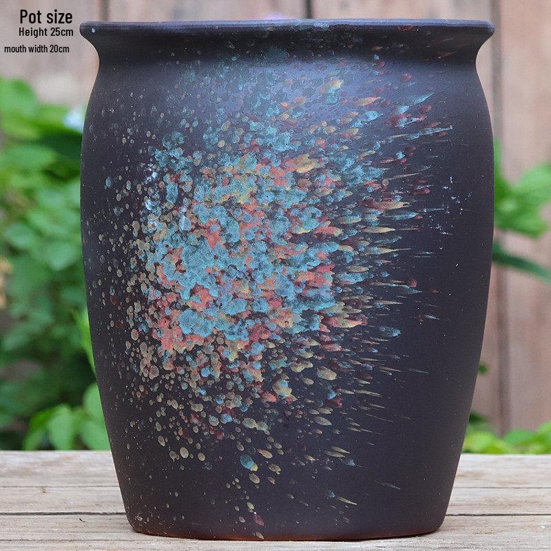 Vintage Ceramic Pot for Indoor/Outdoor Use – Large, Breathable Coarse Pottery for Green Plants, Tall Wide Mouth Design for Bougainvillea & Succulents