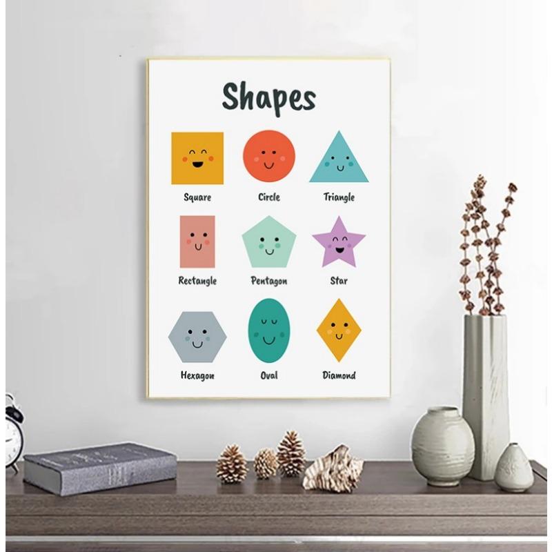 Еврейские буквы Алфавит Еврейские цифры Дневное время Настенное искусство Холст Живопись Скандинавские постеры и принты Настенные картины Декор детской комнаты