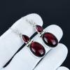 Red Flash Labradorite & Red Garnet Gemstone Earrings, 925 Sterling Silver Earrings, Boho Jewelry, Dangle Drop Earrings For Wedding Gifts