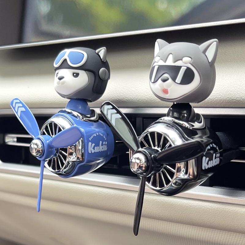 No perfume DIY fragrance head shake rotate propeller plane cool fun dog pilot car air fresheners accessories decoration diffuser