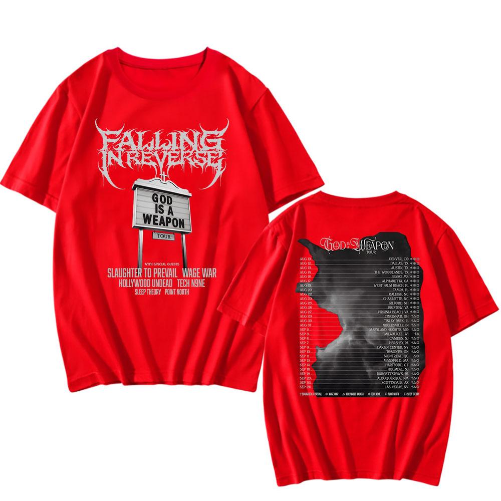 Тур God Is A Weapon 2025 НОВАЯ футболка Группа Falling In Reverse Графические футболки Хлопок Короткий рукав Мужская футболка Унисекс Уличная одежда