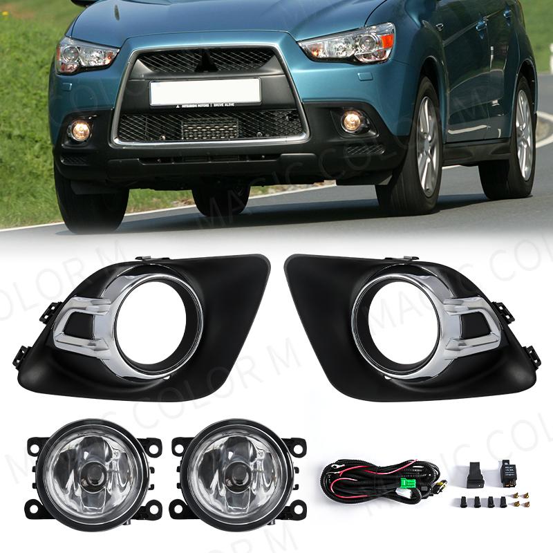 Для Mitsubishi ASX 2011 2012 2013 светодиодные противотуманные фары, галогенные фары, рамка капота, рамка, водонепроницаемые автомобильные аксессуары, 12 В