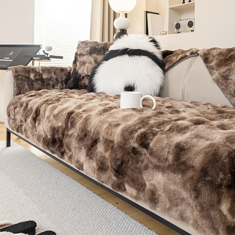 Чехол для дивана из плюшевого градиентного бархата для зимнего тепла, утолщенный плюш, нежный и мягкий, любимый диван для домашних животных с защитой от скольжения