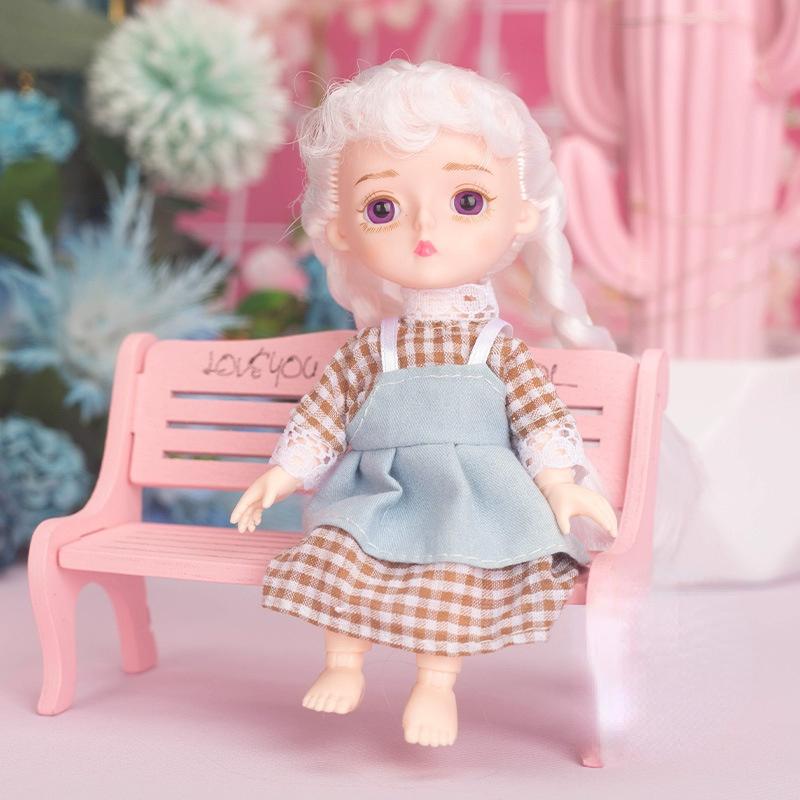 Мини-подвижная 13-шарнирная кукла 15 см, игрушка для девочек, 3D большие глаза, BJD принцесса, полная одежда, коллекция платьев, детская кукла в подарок