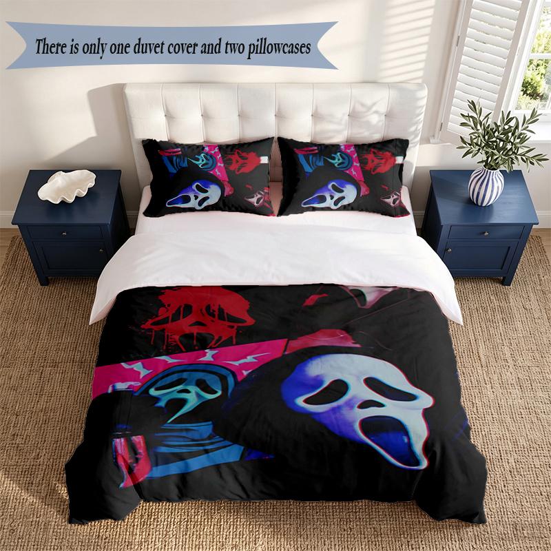 Ghostface 3‑Piece Bedding Set Soft Microfiber Duvet Cover Pillowcases Comfortable Bed Linen for Bedroom Decoration