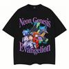 Неон Genesis Evangelion EVA Винтажная Аниме Футболка Унисекс Городской Графический Оверсайз Удобная Основа для Фанатов Аниме Одежда для Фанатов