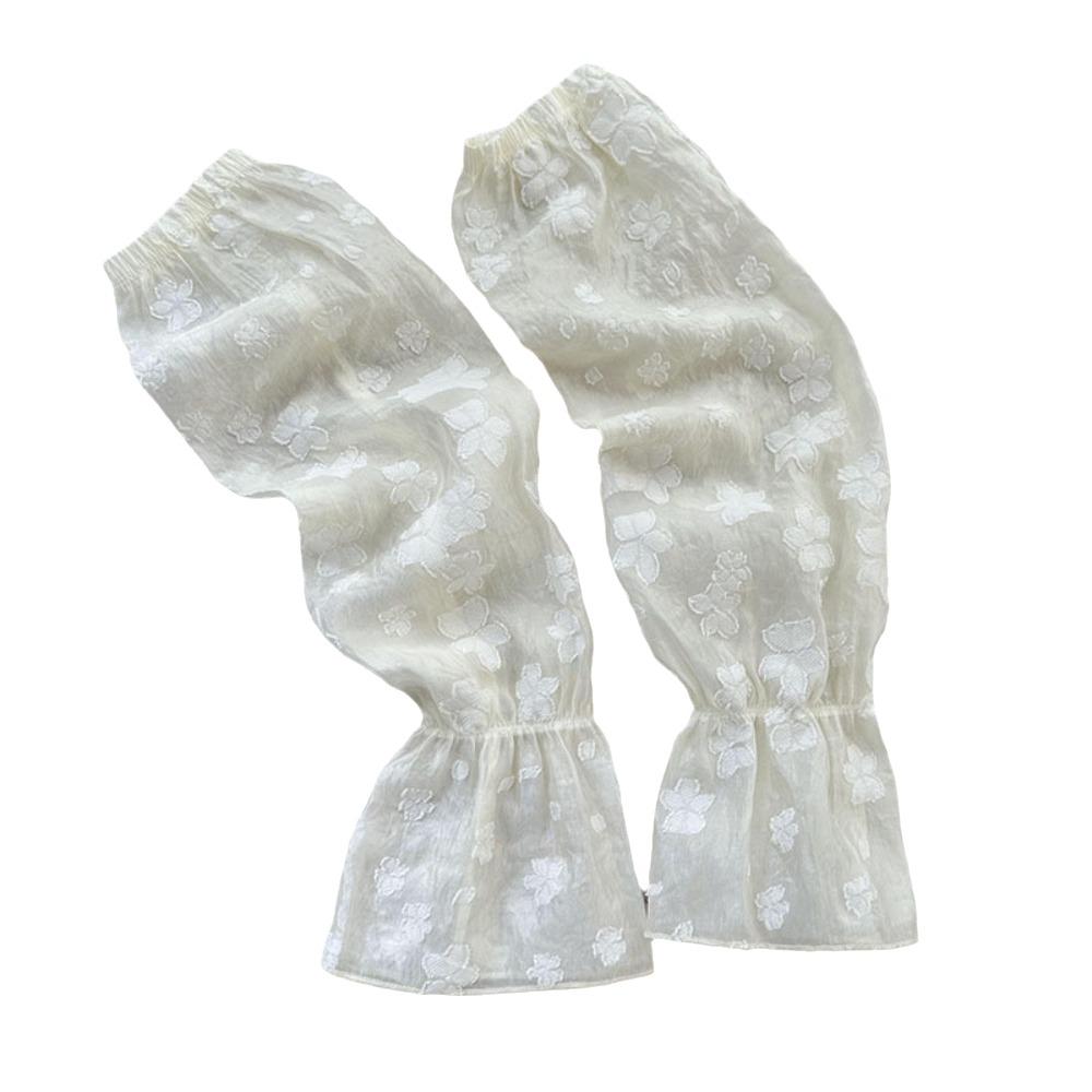 Sweet Chiffon Sunscreen Arm Covers Flower Cycling Gloves Breathable Chinese Style Sleeves Women