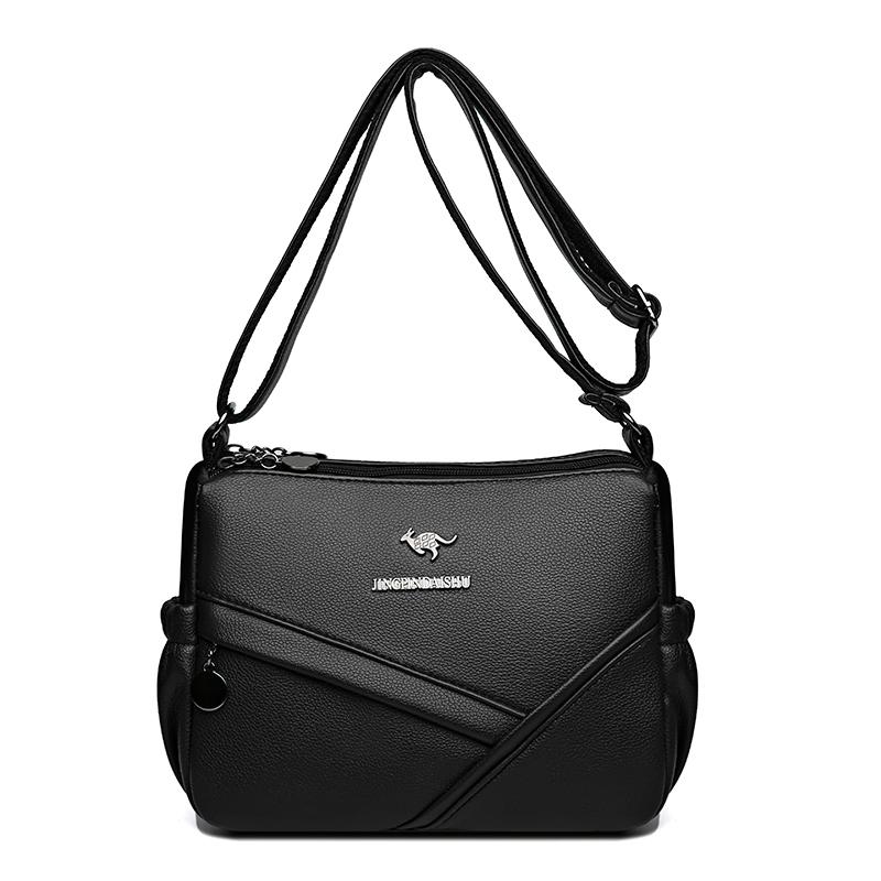 Women's Shoulder Bag Soft Leather Mother's Bag Multi-Layer Large Capacity Crossbody Bag Small Square Bag Mobile Phone Bag