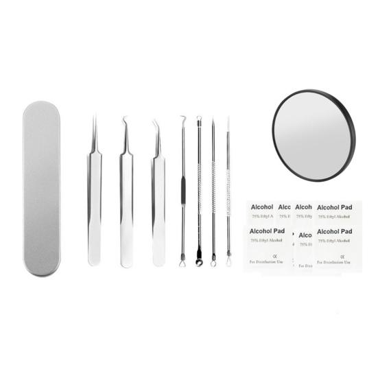 Набор пинцетов для удаления черных точек Yousheng из нержавеющей стали, набор инструментов для удаления акне с нескользящей ручкой, инструмент для удаления прыщей, легко носить с собой, экстрактор черных точек, кожа
