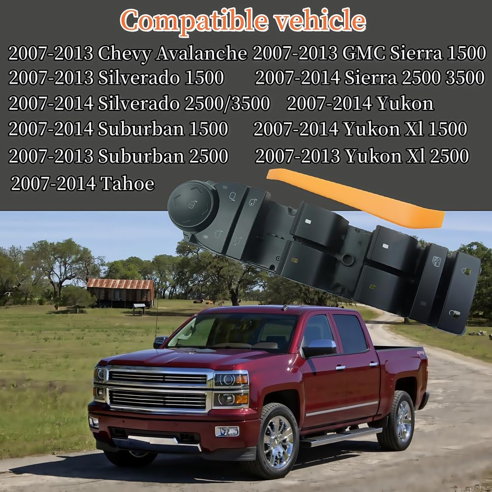 20835553 Driver Side Power Master Control Window & Door & Mirror Lock Switch,Fits for 07-14 Chevy Silverado 1500 2500 3500 Avalanche Suburban 1500