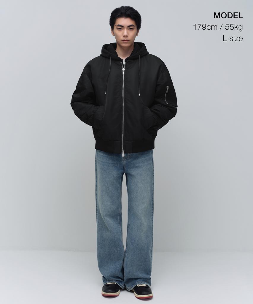 Musinsa Standard Oversized Detachable Hooded Ma-1 Bomber Jacket [Black]