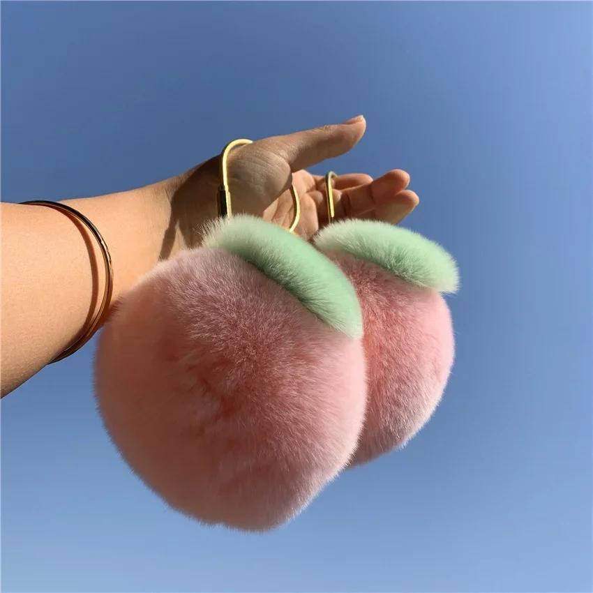 1 пара подвесок в виде персика, кроличья шерсть, украшение в виде сердца, автомобильная розовая сумка, брелок для ключей, Sailor Moon, Honkai Star Rail