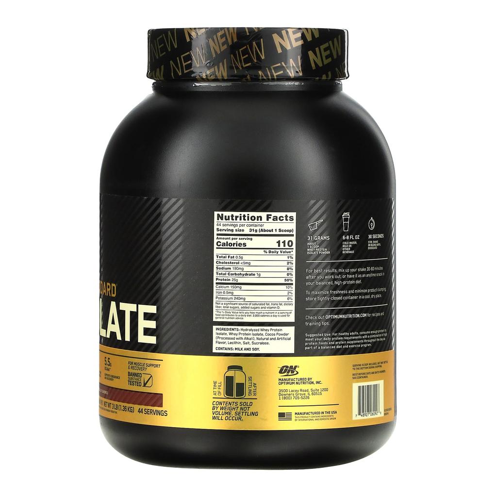 Whey Protein Isolate Chocolate Bliss (1.36 Kg), Gold Standard 100% Isolate Chocolate Bliss, Optimum Nutrition