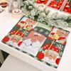 WTEMPO 4pcs/set New Christmas Home Decor Items Thanksgiving Knitted Fabric Placemat Table Mat Tablecloth Old Man Small Tree Printed Placemat