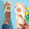 Women's Chrysanthemum Decor Flip Flops, Casual Slip Toe Slide Sandals, Lightweight Beach Shoes