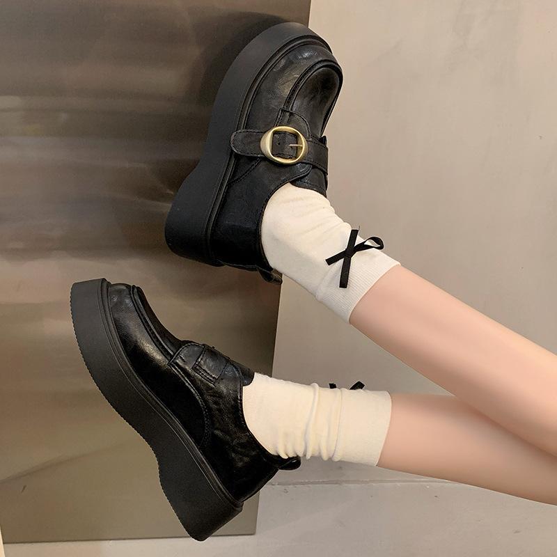 Коричневые туфли на высокой платформе в британском стиле, женские, новые, весна-осень 2025 года, универсальные, юбка, мокасины Мэри Джейн