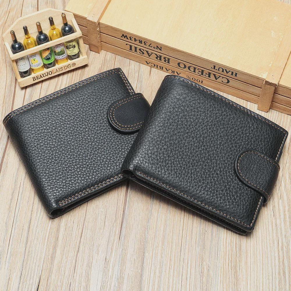 Мужской кошелек-клатч из натуральной кожи: Короткая многофункциональная визитница из коровьей кожи с зажимом для доллара и кошельком для монет.