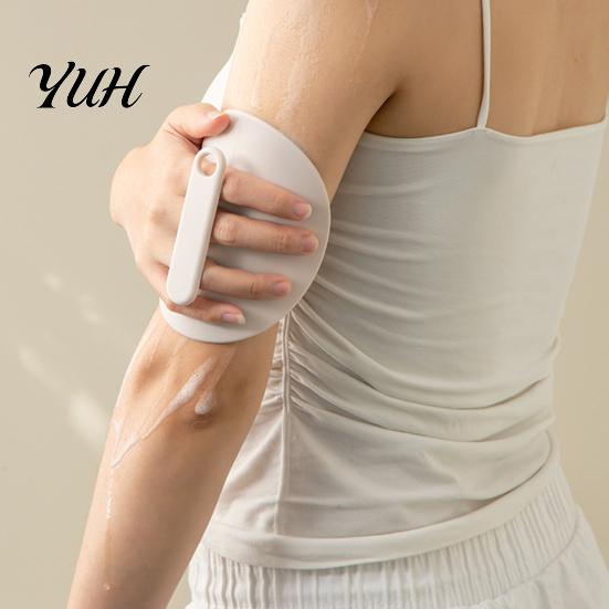 Portable Silicone Bathing Tool 2PCS Shower Scrubber with Handle, Back And Body Exfoliation Bath Handle Brush for Glove, Waterproof Handheld Men Women