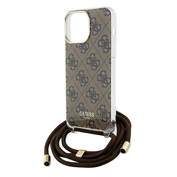 Etui do iPhone 15 Pro Guess Crossbody Cord 4G Print Brązowy