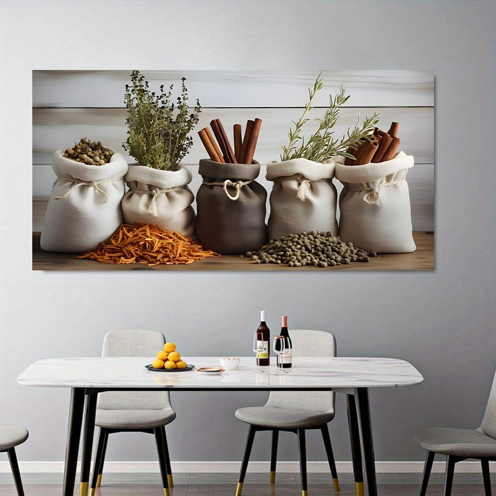 Modern Spice & Herbs Canvas Painting Scandinavian Posters and Prints Wall Art Food Pictures - Decorative Wall Art for Kitchen, Dining Rooms
