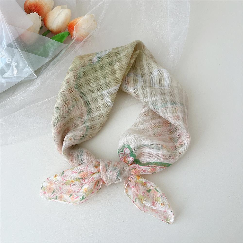 Маленький квадратный шарф из хлопка и льна, шелковый шарф, женский, весна и осень, новый стиль, художественный и универсальный, модный, темпераментный шарф-повязка на голову