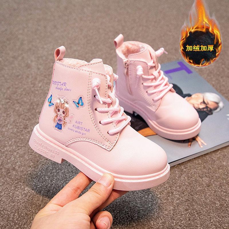 Модные милые туфли для девочек, зимние новые детские короткие ботинки, кожаные ботинки для принцессы