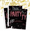 Darling Souvenir Black Birthday Invitation Card Printable Elegant Fill or Write In Blank Party приглашает 28 шт. 5x7