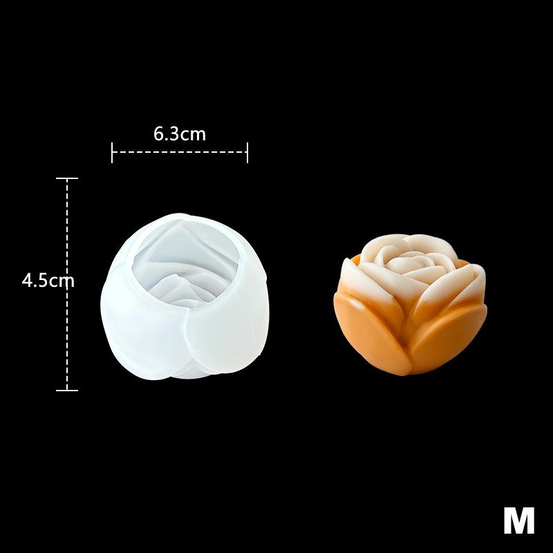 Multi Size 3D Flower Shape Silicone Rose Mold Candle Mould Handmade Soap Mold Wedding Cake Decor Jelly Valentine's Day Gift DIY