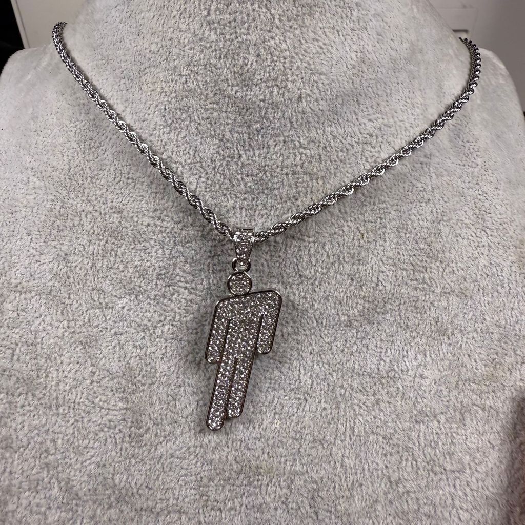 Подвесное ожерелье Billie Eilish со стразами и витой цепочкой для ценителей моды