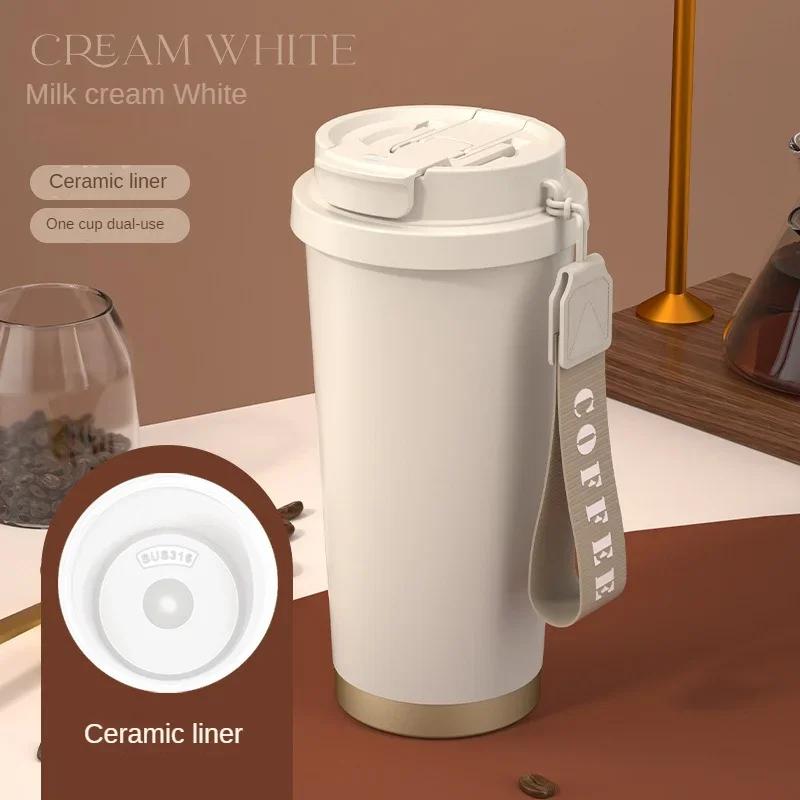 Керамические вакуумные термосы большой емкости, многоразовые термосы с двойными стенками, кружка для кофе из нержавеющей стали, изолированная чашка, домашняя посуда для напитков