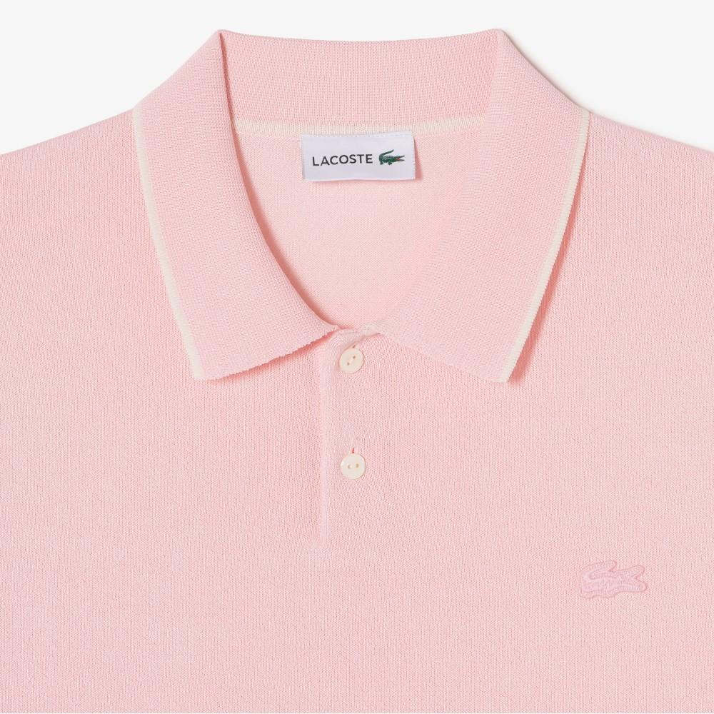 [lacoste] Men's Tipped Paper Short-Sleeve Sweater Polo Shirt PH744E-56GADY