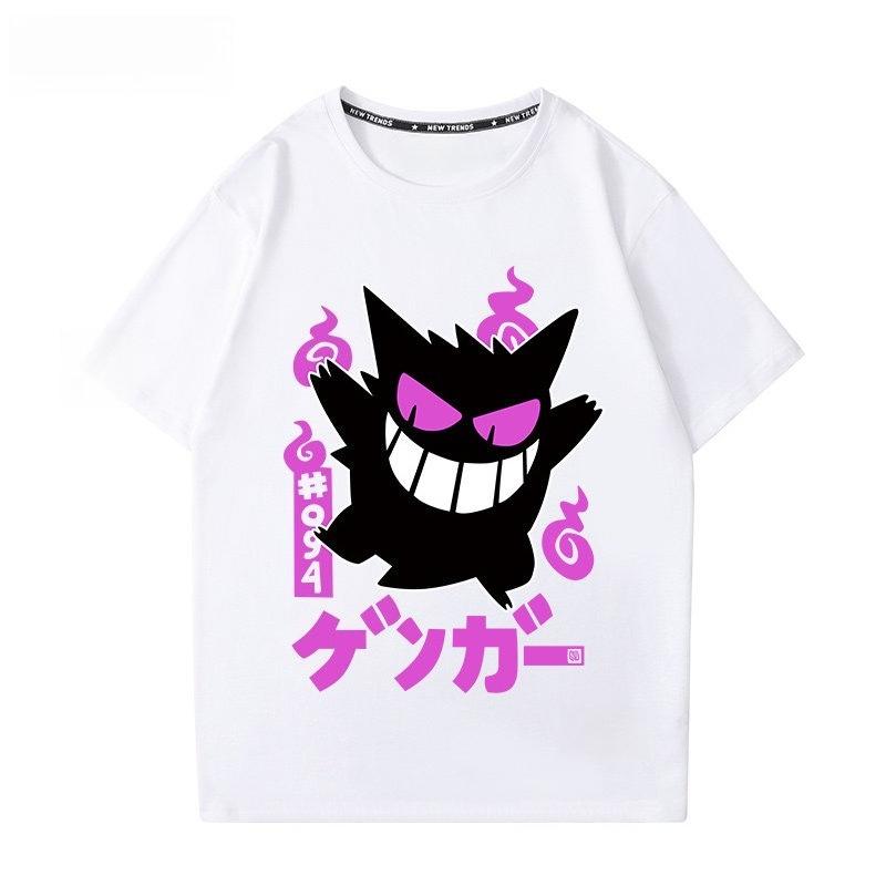 Мужская футболка с принтом Pokémon Gengar, 100% хлопок, модная летняя одежда 2026, оверсайз, уличный кэжуал, топы в стиле Y2K, одежда Streetwear